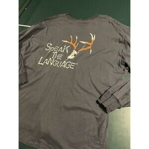 Men’s Primos Hunting Calls Long Sleeve T-Shirt 2XL Speak The Language Deer Gray
